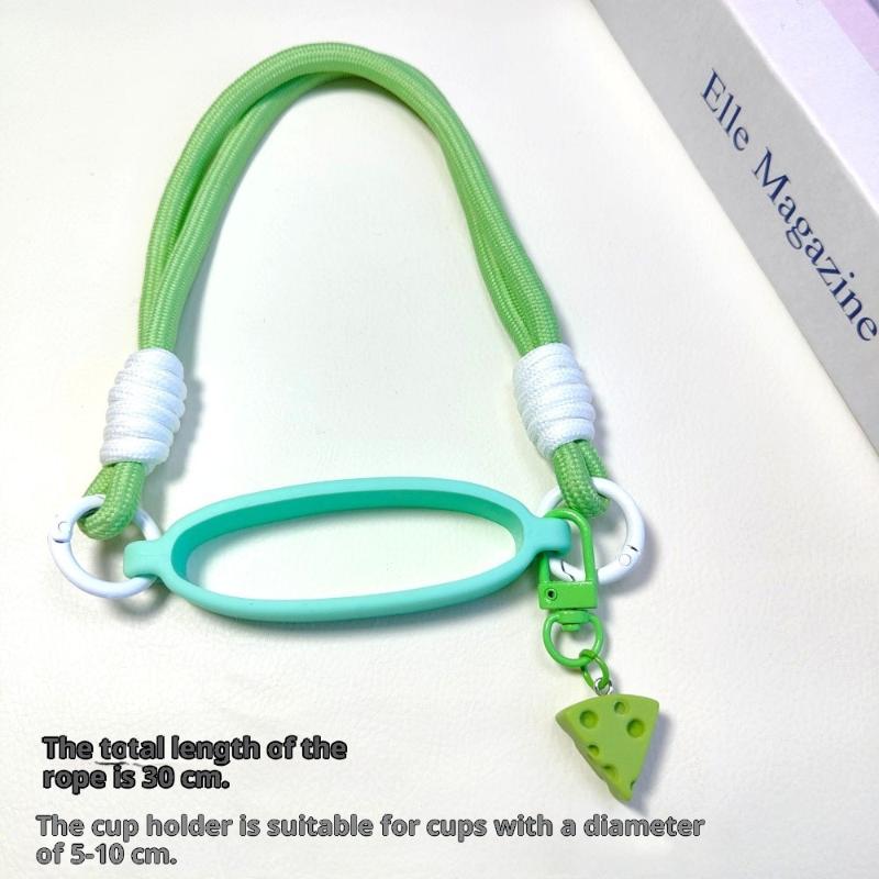 Candy Color Silicone Water Bottle Handle Strap Water Bottle Lanyard Hanging Rope Detachable Strap Bottles Cup Accessories