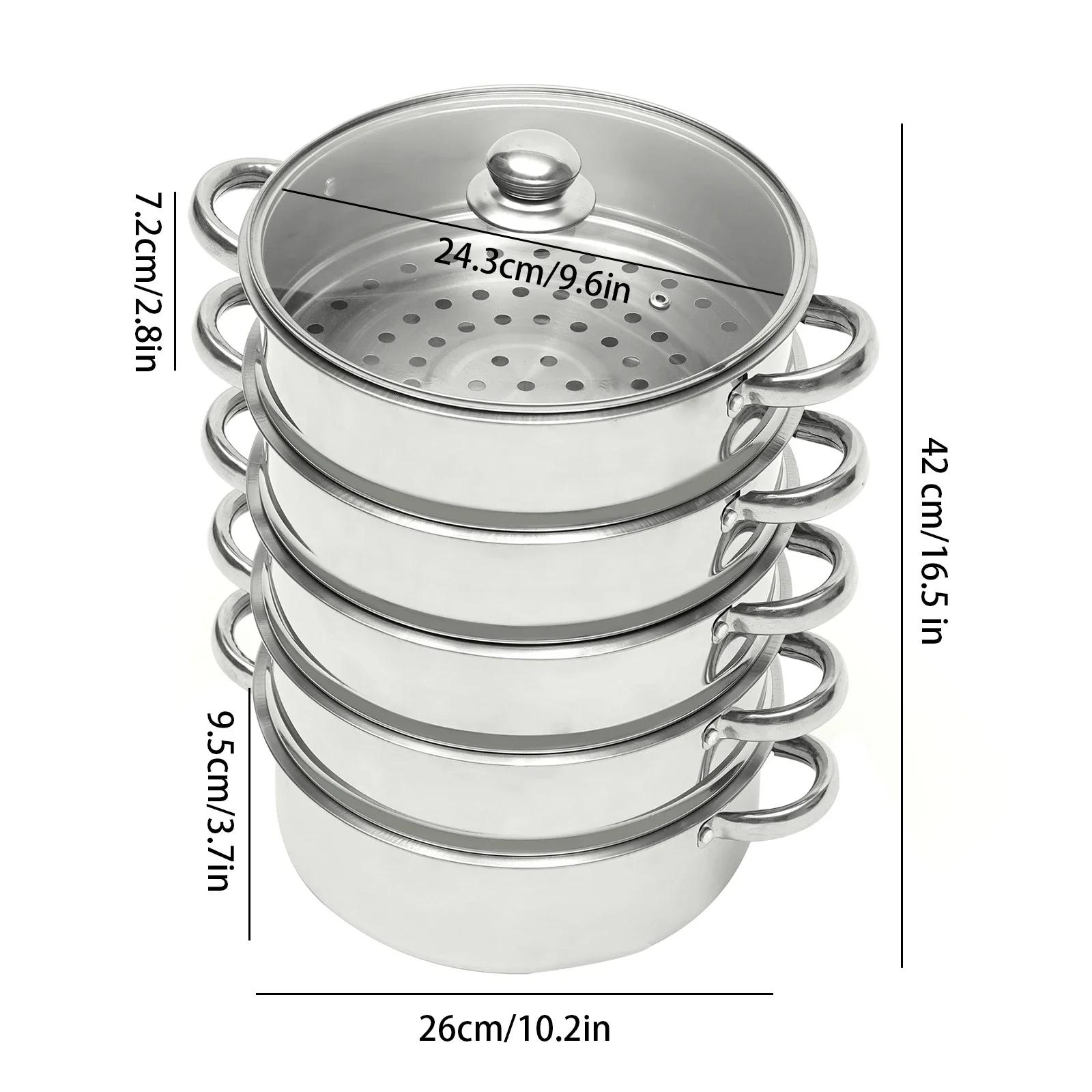 

SAT2 Multi-Function 5-Layer Stainless Steel Steamer 26cm/28cm/30cm Steamer for Cooking