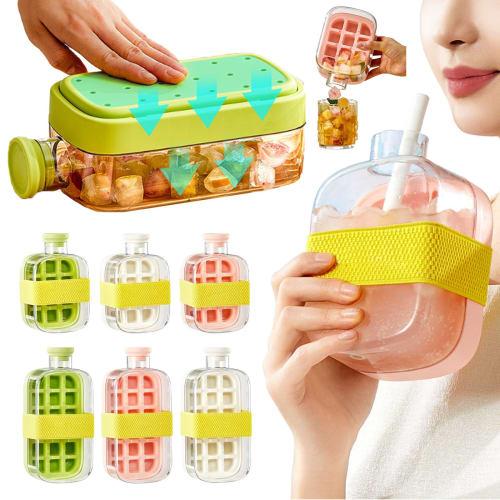 

Silicone Ice Cube Bottle with Lid, Ice Tray for Water Bottles, Ice Maker with Straw, Large Capacity (500ml/800ml), Multi-Purpose, Compact Ice Maker fo
