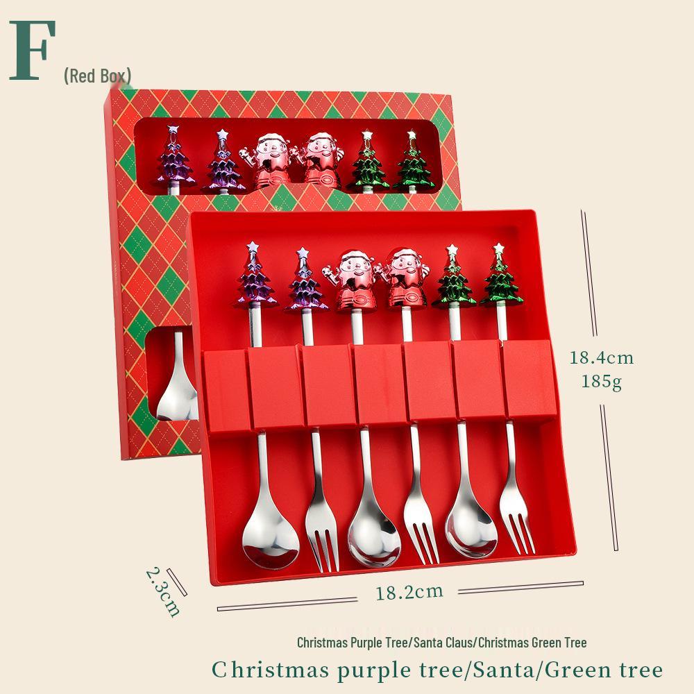 Cartoon Christmas Stainless Steel Cutlery Set: Colorful Spoon & Fork