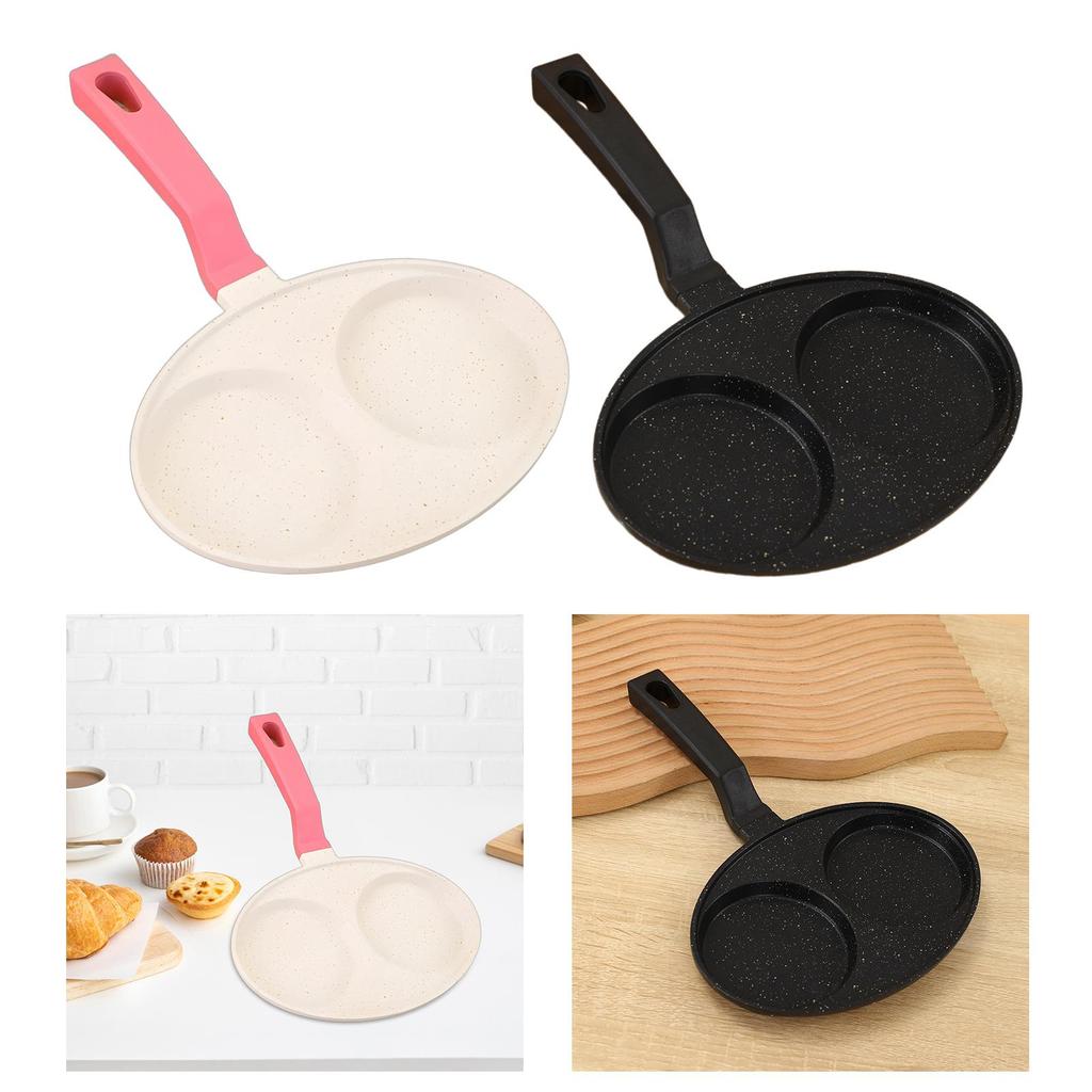 2 Hole Fried Egg Pan Long Handle Multifunctional Egg Cooker Breakfast Maker Nonstick for Crepe Pancake Steak Plett Burger