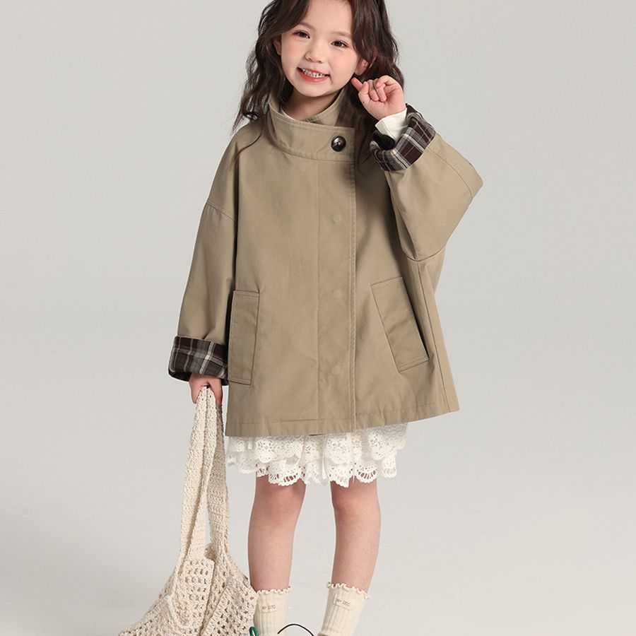 Spring Autumn Kids Girls Cotton Teens Windbreaker Coats Princess Oversize Coat Medium Long Outerwear Trench Clothes