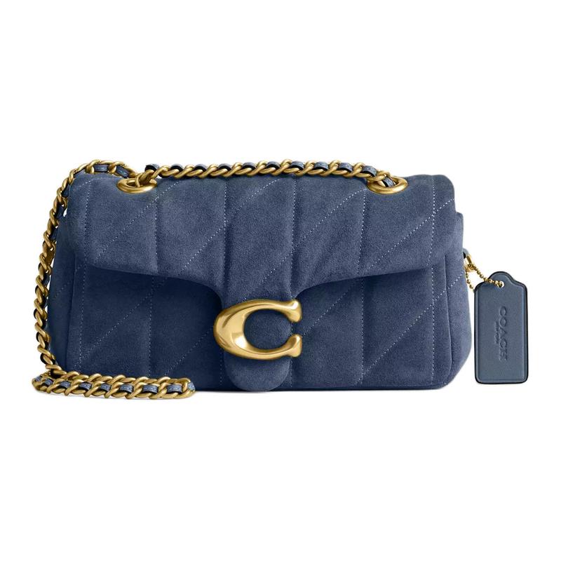 

COACH Tabby 20 Quilted Signature Hardware Suede and Smooth Leather Shoulder Crossbody Bag Small Women s Denim золотий