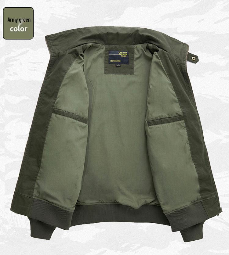 2024 Men's Casual 95% Cotton High Collar Pilot Jacket for Spring & Autumn