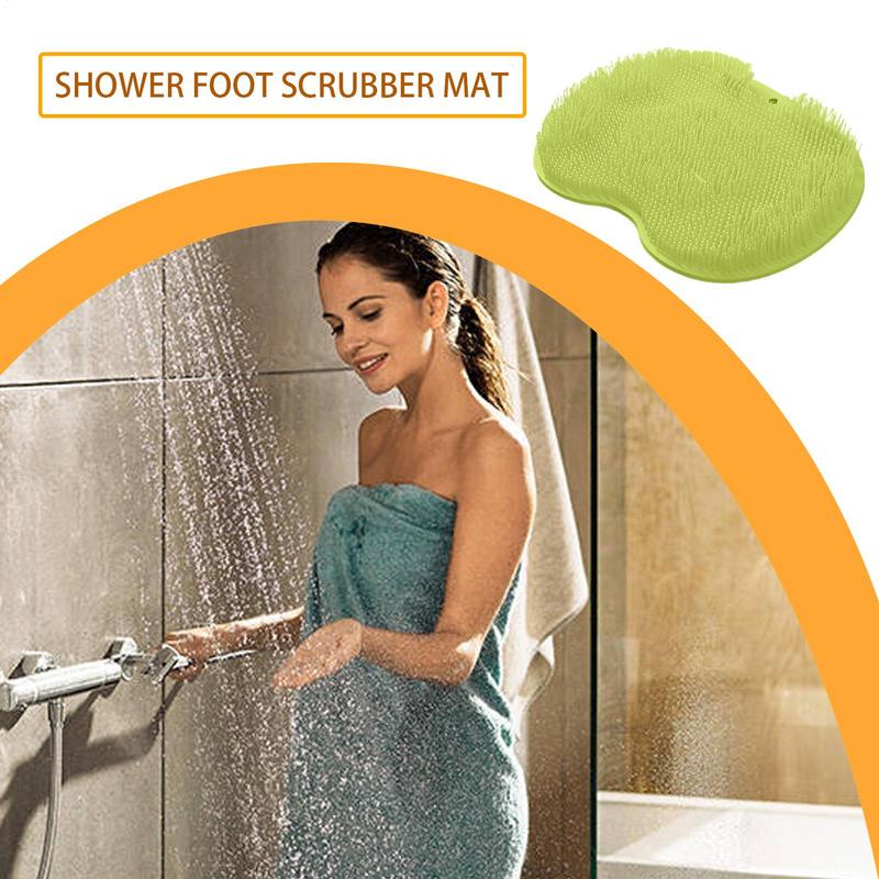 Shower Foot Scrubber Silicone Bath Massage Mat Wall Mounted Back Washing Brush with Suction Pad for Bathroom Bathtub Poolside
