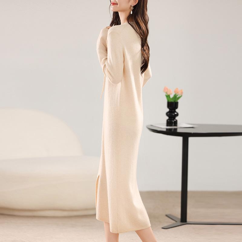 Women's Cashmere Dress Qinghe Cashmere 30% Cashmere 70% Wool Autumn and Winter Cashmere Skirt Soft and Warm