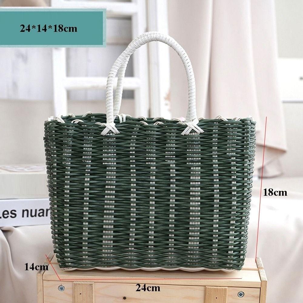 Cesta de Almacenamiento de Mimbre Tejido para Picnic, Empaque de Frutas y Verduras para el Hogar, PE