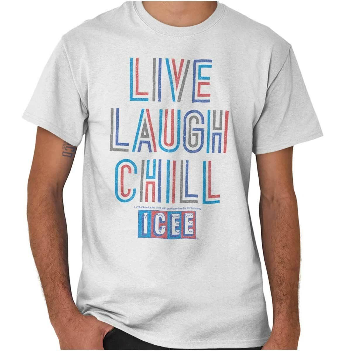 Official Icee Logo Live Laugh Chill Graphic Adult Short Sleeve Crewneck Tee XXXXL