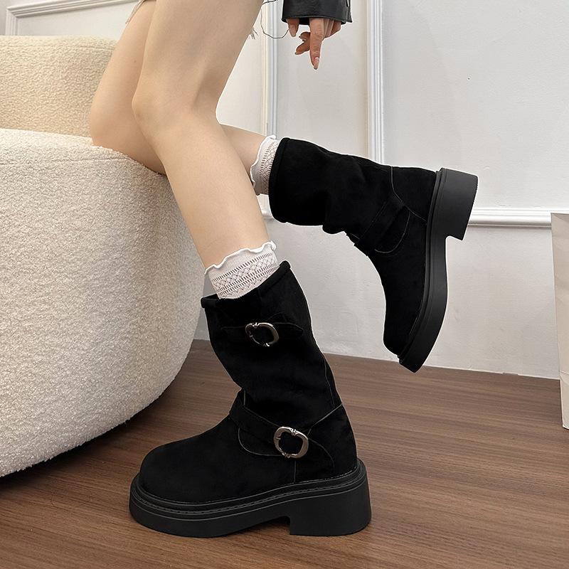 Martin Boots Women's Spring and Autumn Single Boots with Skirt British Style 2025 New Thick-soled Buckle Boots Stacking Locomotive Short Boots