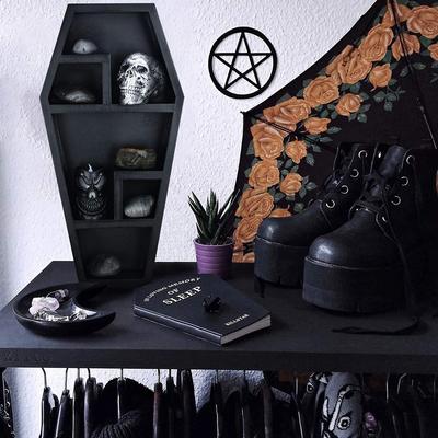 Gotischer Sarg-Aufbewahrungsständer für Spukhaus Sarg-Modell Regal Badezimmer Schreibtisch Ornamente Scherz Süßigkeitenbox Halloween Requisiten