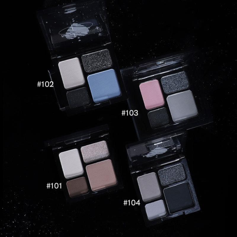 4 Colors Punk Smokey Cool Toned Eyeshadow Palette Metal Pearlescent Matte Lasting Eyeshadow Black Gray Party Eye Pigments Makeup