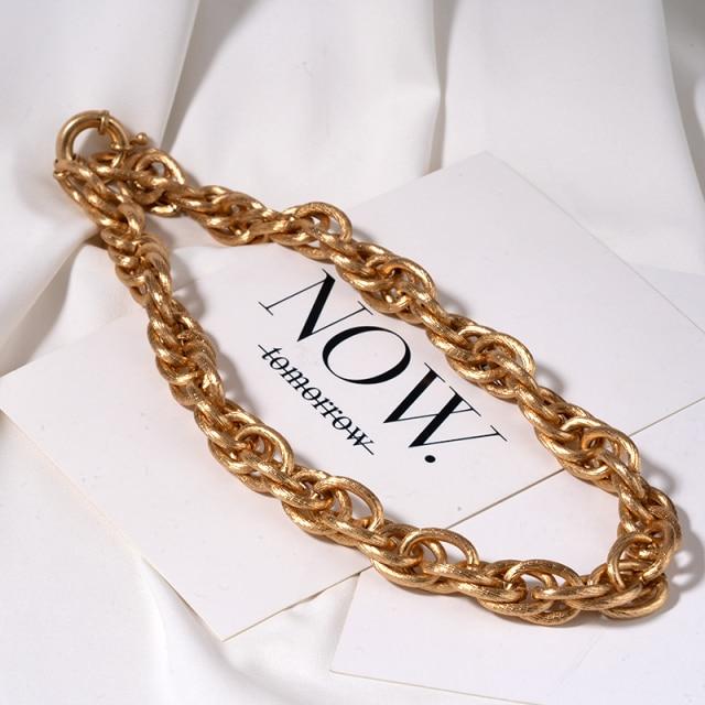 Gold Mixed Silver Color Asymmetric Chain Choker Necklace For Women Thick Chain Link Choker Necklaces Valentines Jewelry Gift