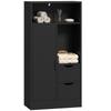Bathroom Cabinet Narrow Storage Cabinet With 2 Drawers Open Compartments 50x25x100cm Black