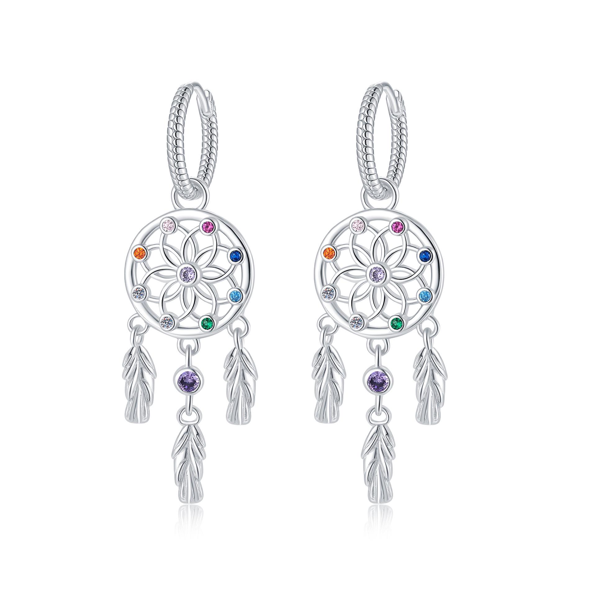 

Серьги-ловцы снов с кисточками из перьев, инкрустированные бриллиантами - Нишевая женская мода в европейском и американском стиле