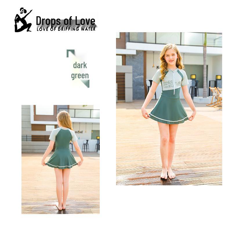 2026 Breathable Quick-Dry One-Piece Swimsuit for Girls: Conservative, Professional Training Wear 2XL (Height 135-145CM)