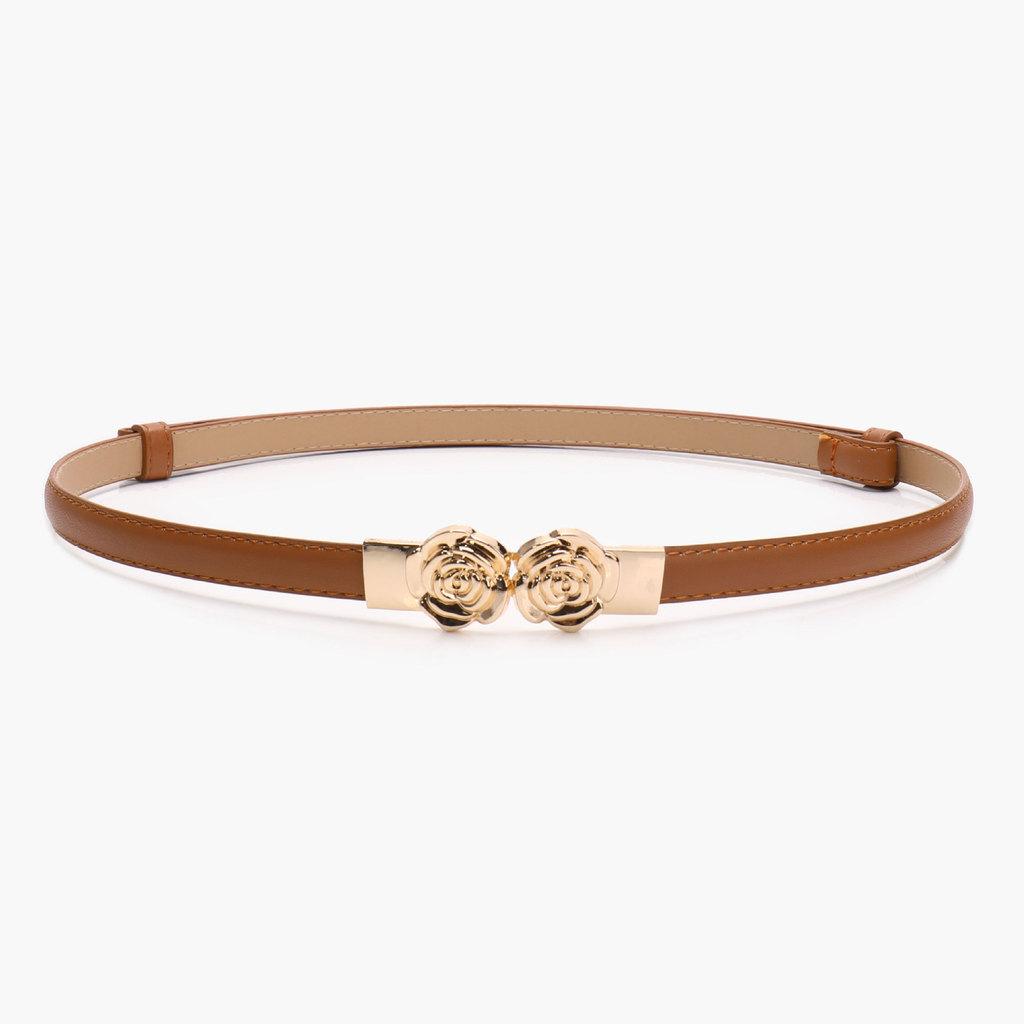 Womens Pu Leather Waist Belt With Silver Buckle For Casual Dress And Office Outfit