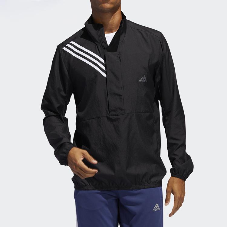 Adidas Logo Print Casual Running Stand Collar Sport Jacket Men Jackets Black FL6971