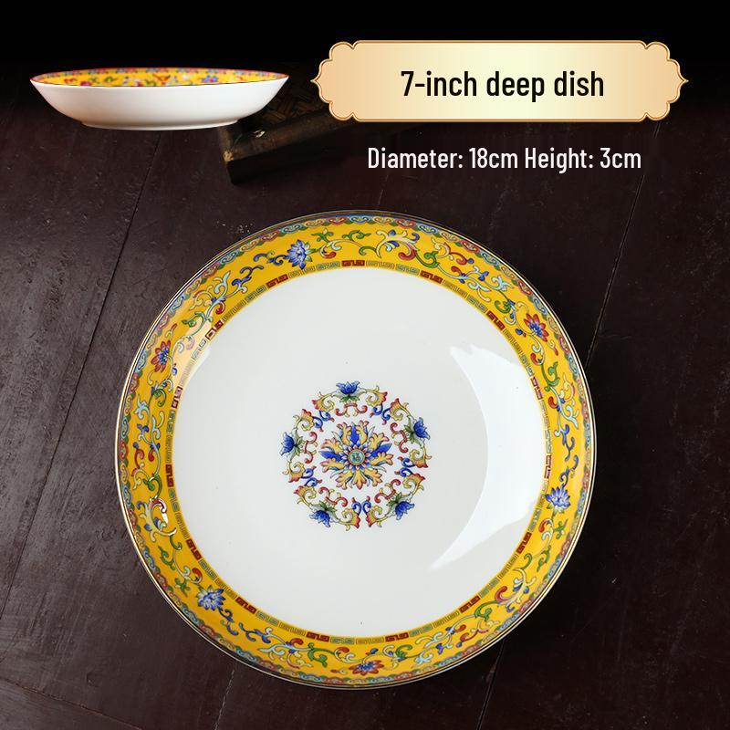 Ceramic Chinese Style Rice and Noodle Bowl Set with Enamel Color