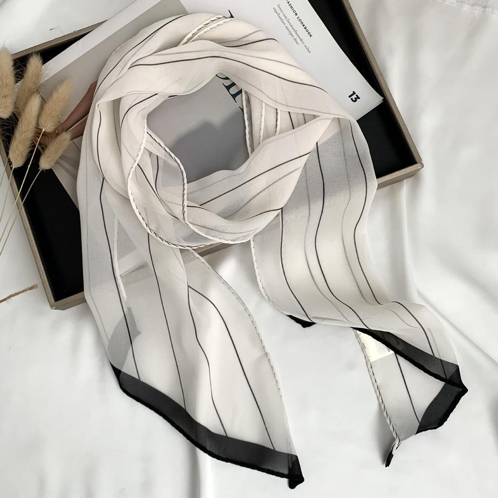 Scarf for Women Versatile Neck Flower Scarf Versatile Striped Headband Hairband Scarf