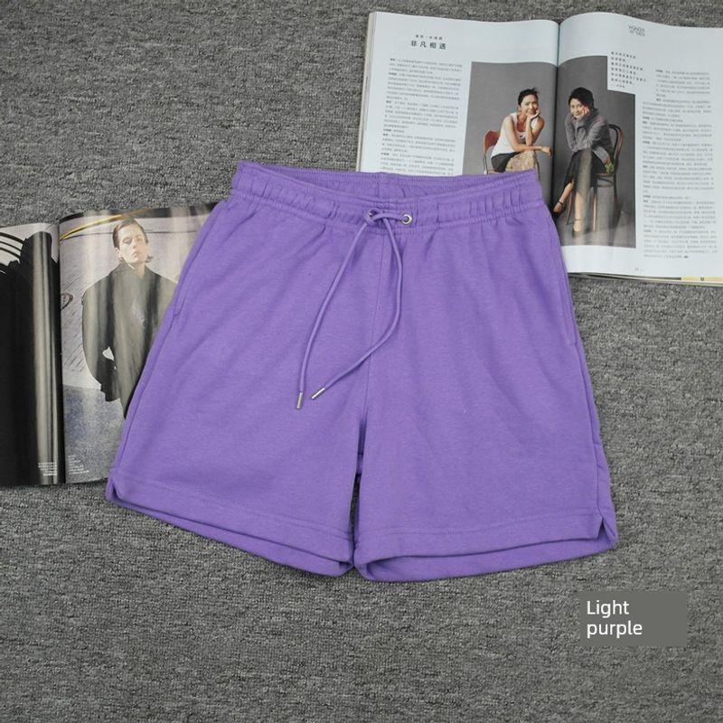 

Foreign Trade Original Order Shorts Women s Terry Casual Sports plus Size Pants High Waist Loose Terry Cotton Summer Light purple S