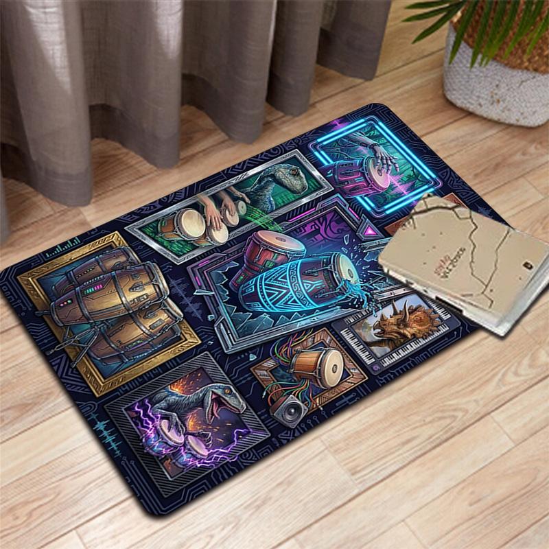 Dinosaur Symphony Pattern Rug Floor Mat for Living Room or Bedroom Soft and Comfortable Carpet a Gift for Birthday and Holiday.