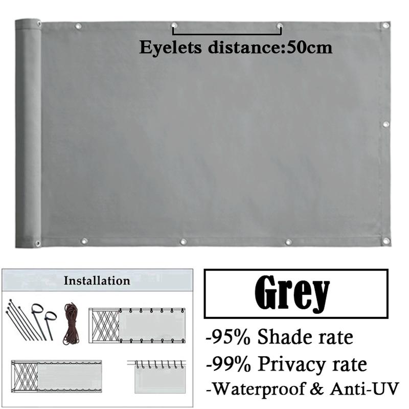 220GSM Gray Balcony Screen Privacy Garden Fence Screen Apartment Terrace Privacy Shield UV-Resistant Fencing Cover For Backyard (Gray,0.45x2m) серый