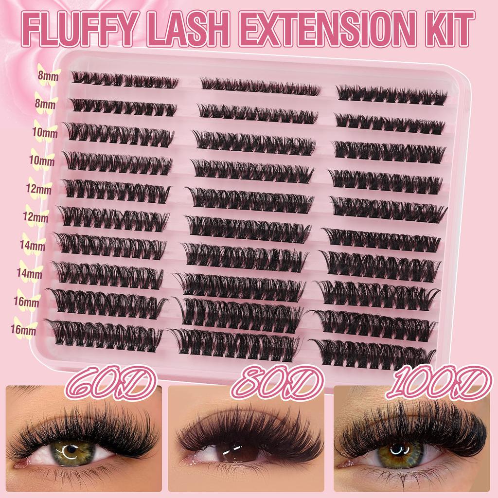300 Clusters Of Thick Single-Cluster D-Song False Eyelashes Set 8-16Mm Curled Diy Segmented Eyelashes