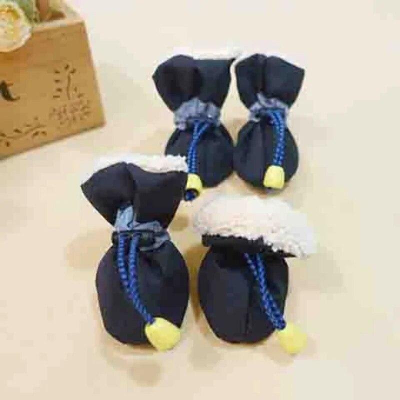 4pcs/Set Thicken Waterproof Dog Shoes Anti-slip Rain Snow Boot Warm Footwear Outdoor Walking for Small Cats Puppy Socks Booties