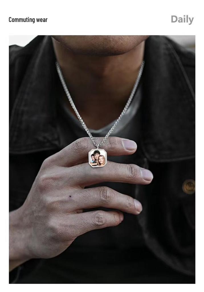 Personalized Color-Changing Stainless Steel Necklace for Men & Women - Custom Photo Christmas Souvenir