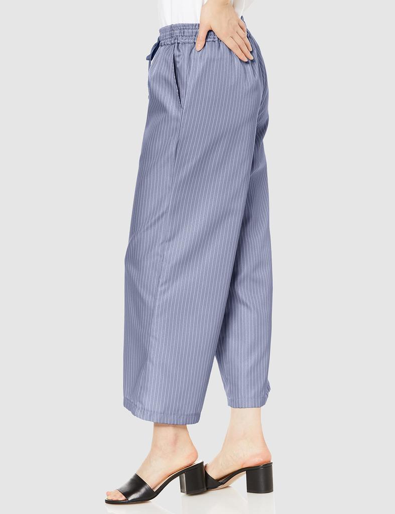 Atsugi COMFORT Cropped Striped Smoke Size LL Semi-Wide Leggings, Women's, SPK1963, Blue,