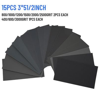 15Pcs Wet /Dry Sandpaper 400 600 800 1000 1200 1500 2000 2500 3000GRIT