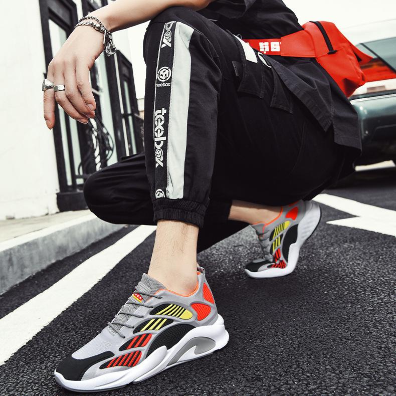Thick Sole Versatile Clunky Sneaker For Men  New Trend Mesh Lace Up Breathable Casual Sports Shoes Increased Soft Soles