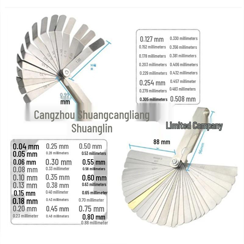 

Набор щупов с латунными лезвиями, 32 штуки: Включает 16 прямых и 16 смещенных щупов - размеры SAE и метрические
