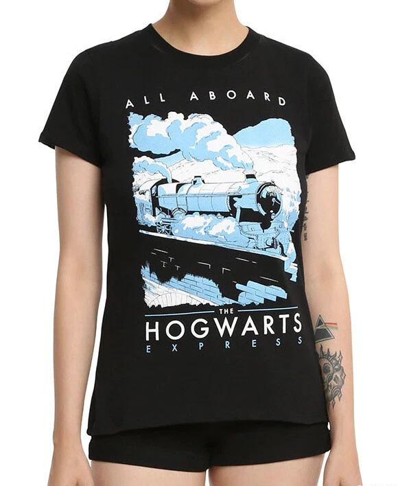 Harry Potter ALL ABOARD HOGWARTS EXPRESS Girls Women s 100% Cotton T-shirt Mens Tees Top NEW Licensed S