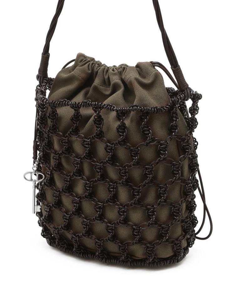 Athe Vanessabruno Khaki Weaving Net Shoulder Bag M Aaba6E861K2
