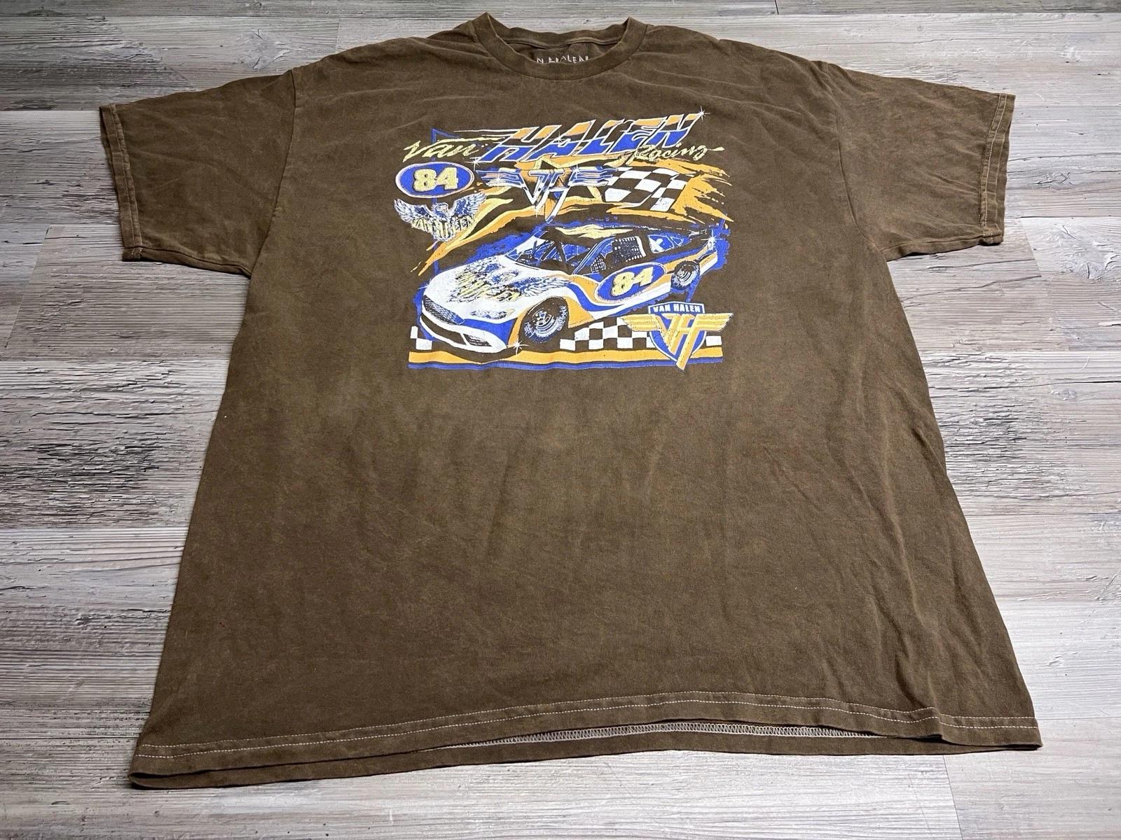 Van Halen Nascar Racing Car Graphic T-Shirt Faded Brown Size XL Vintage Style S