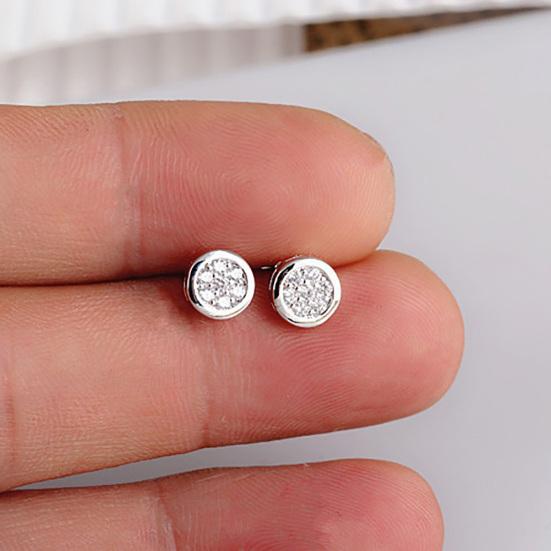 Lovely Round Zircon Ear Studs Women Girl Party Earrings Piercing Jewelry Charm