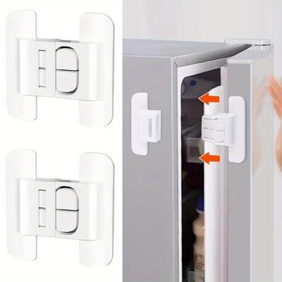 2pcs Refrigerator Anti Opening Lock, Self-adhesive Drawer Lock To Prevent Sudden Opening, Drawer Cabinet Door Lock