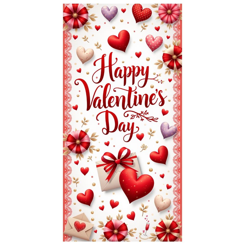 Valentine's Backdrop Heart Pattern Valentine's Event Background Love Background Love Themed Happy Valentine's Day Banner