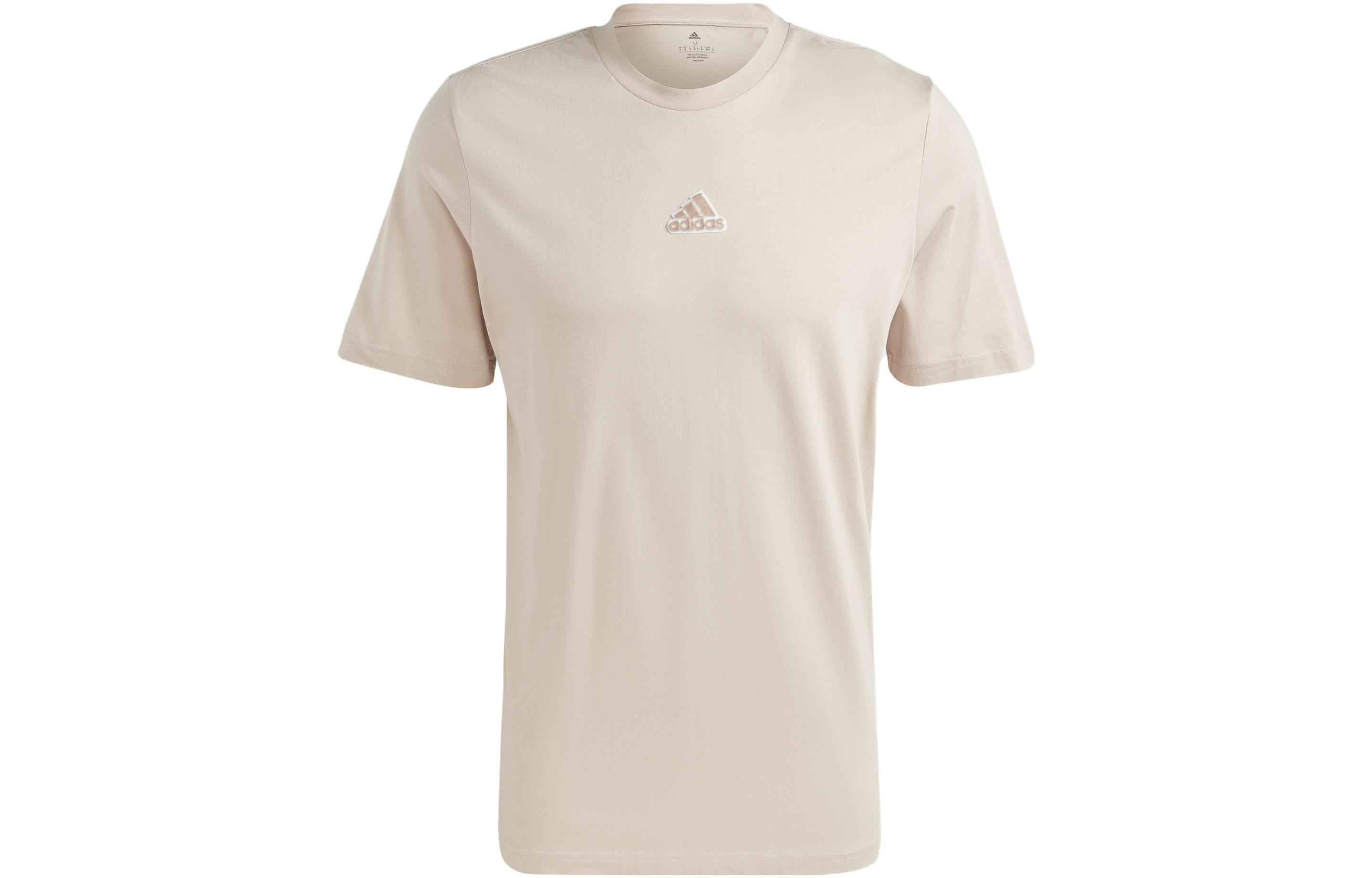 Adidas T Shirts Men s Beige Crew Neck Moderate Straight Fit HY1333 XS