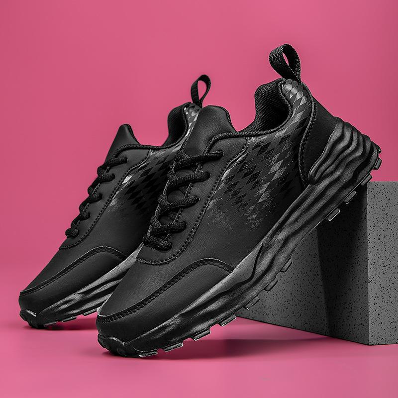 Large size autumn new leather men's shoes lightweight fashion casual sports shoes student running shoes