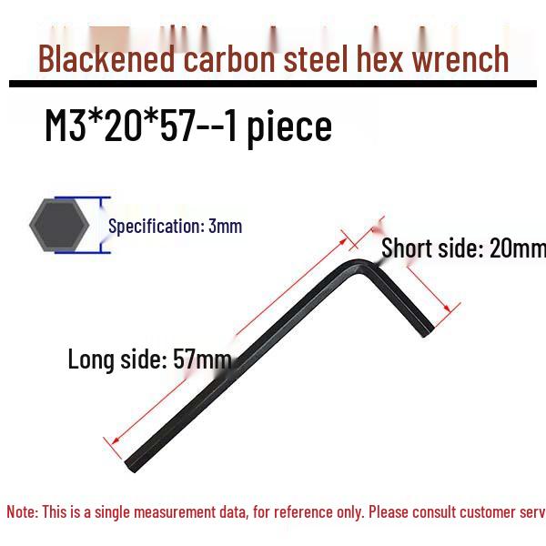 0.9-8mm Black Carbon Steel Metric Hex Key L-Shaped Wrench
