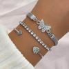 European-American Heart Knot & Butterfly Snake Bracelet Set - Geometric Hand Jewelry Accessories