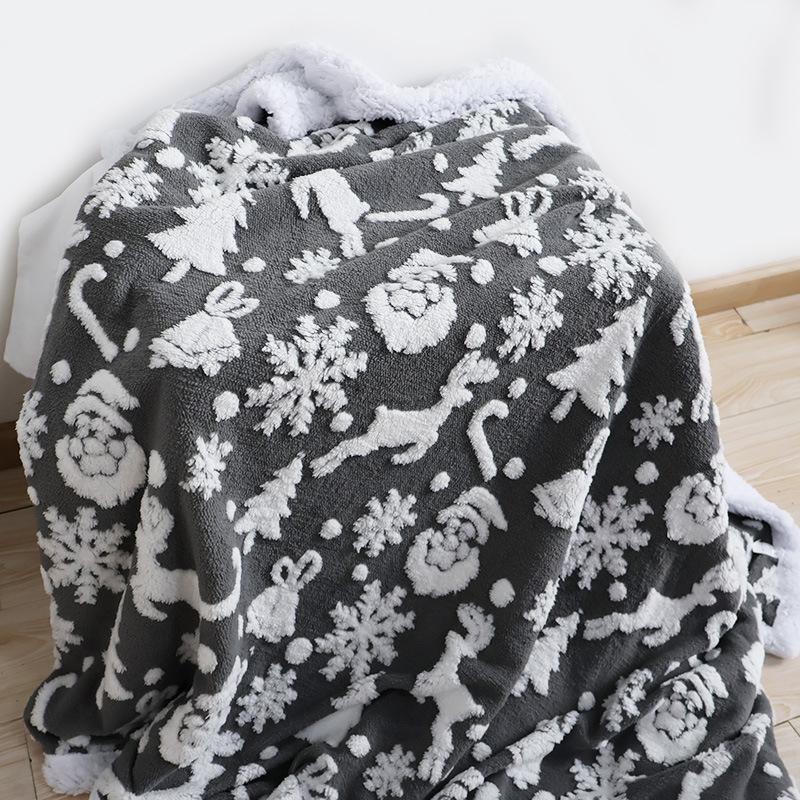 Doppellagige warme Flanell-Jacquarddecke für den Winter