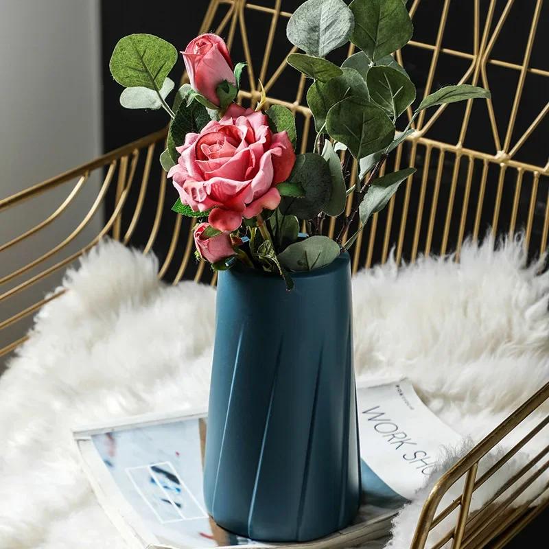 Plastic Vase Shatterproof Anti-Ceramic Modern Minimalist Flower Arrangement Ornament Unbroken Wedding Home Decor