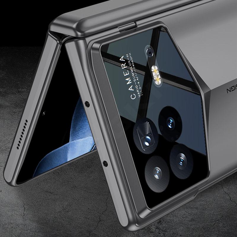 Luxury Business Plating Fold Case for Xiaomi Mix Fold 4 Black Gray Magnetic Stand Hinge Outer Glass All-included Plastic Shockproof Protect Cover