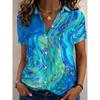 Summer Women's Hawaiian Tropical Pattern Shirt Lapel Collar Short Sleeve Casual Button Up Shirts for Vacation Outfits Tops