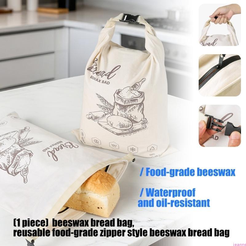 Sacchetto Riutilizzabile in Cotone Biologico e Cera d'Api per Conservazione Alimentare con Elastico e Moschettone Essenziale Sostenibile per Cucina per Pane Formaggio