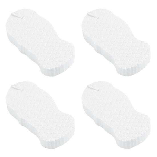4Pcs 3D Ultra Soft Exfoliating Body Scrubber Fish Scale Pattern Bath Sponge with Lanyard Design Shower Sponge