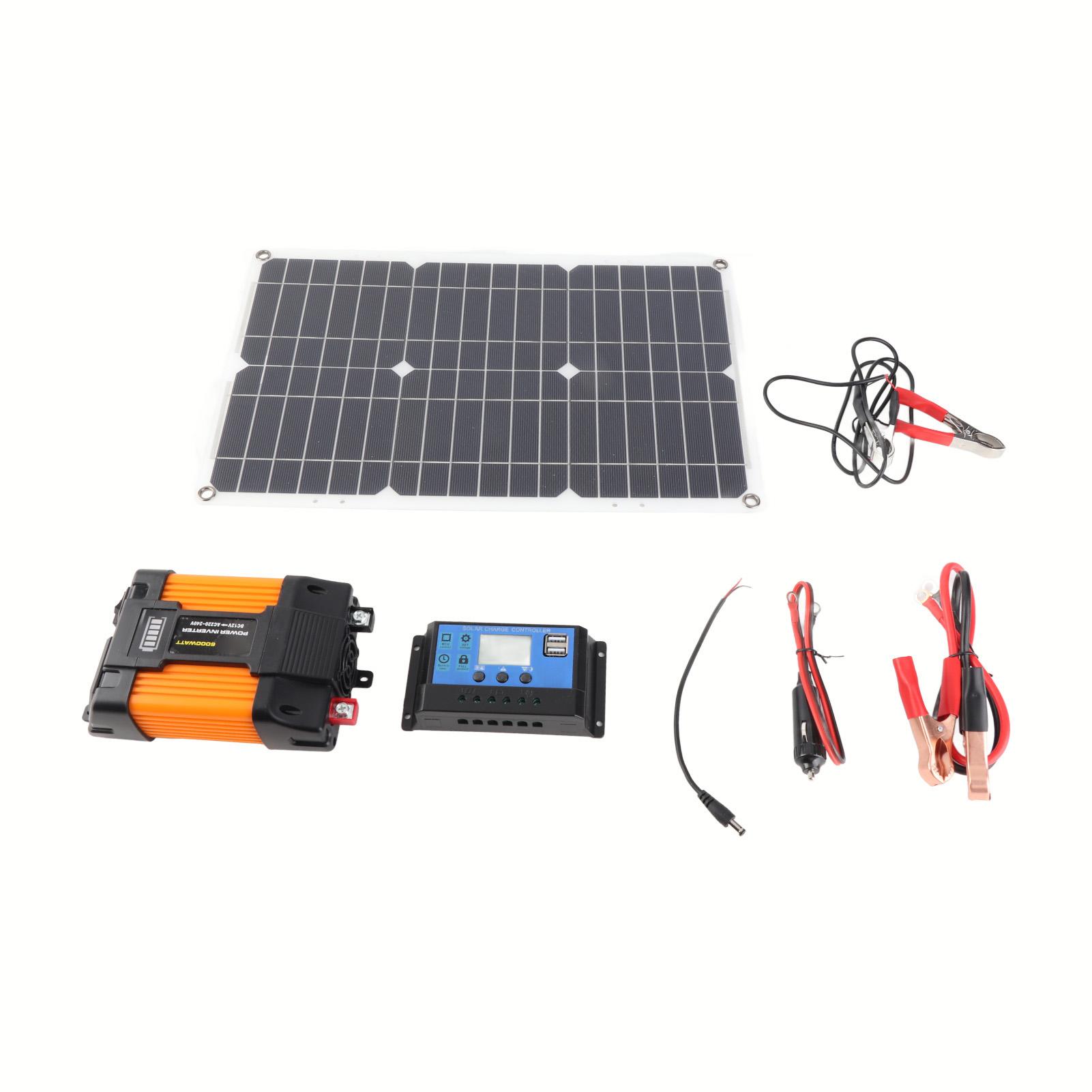 

Портативна сонячна електростанція 4000 Вт Потужний інвертор 30 А 12 В 24 В Сонячний контролер заряду 18 Вт 18 В Комплект сонячних панелей 500W 12V to 220V